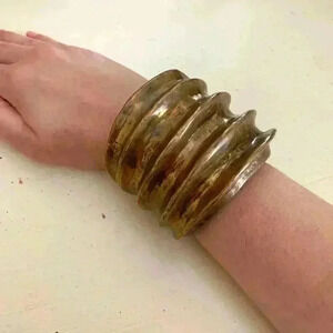 vintage pamela love brass statement bracelet